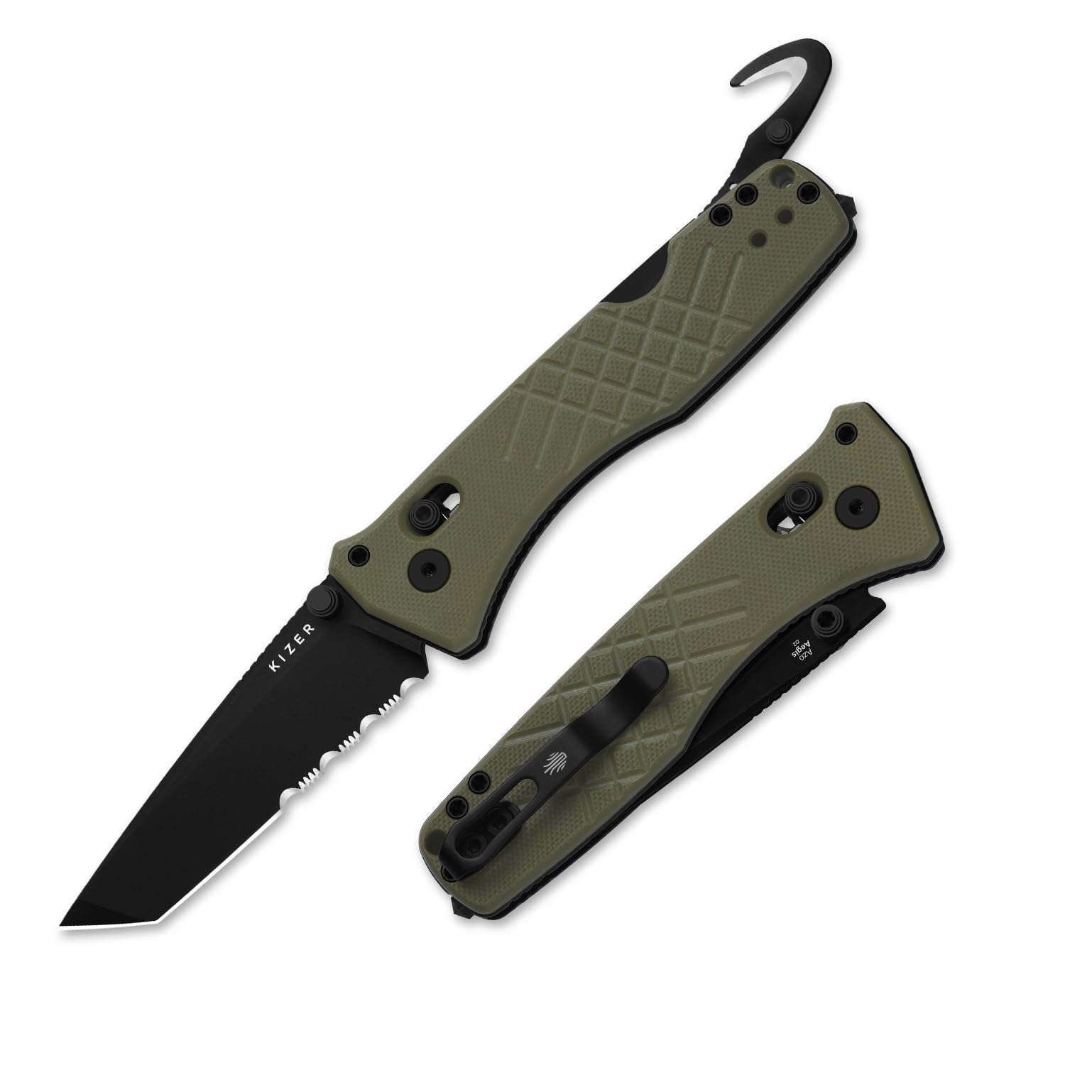 Kizer Aegis T Tactical Pocket Knife, 3.21" D2 Steel Tanto Folding Knife