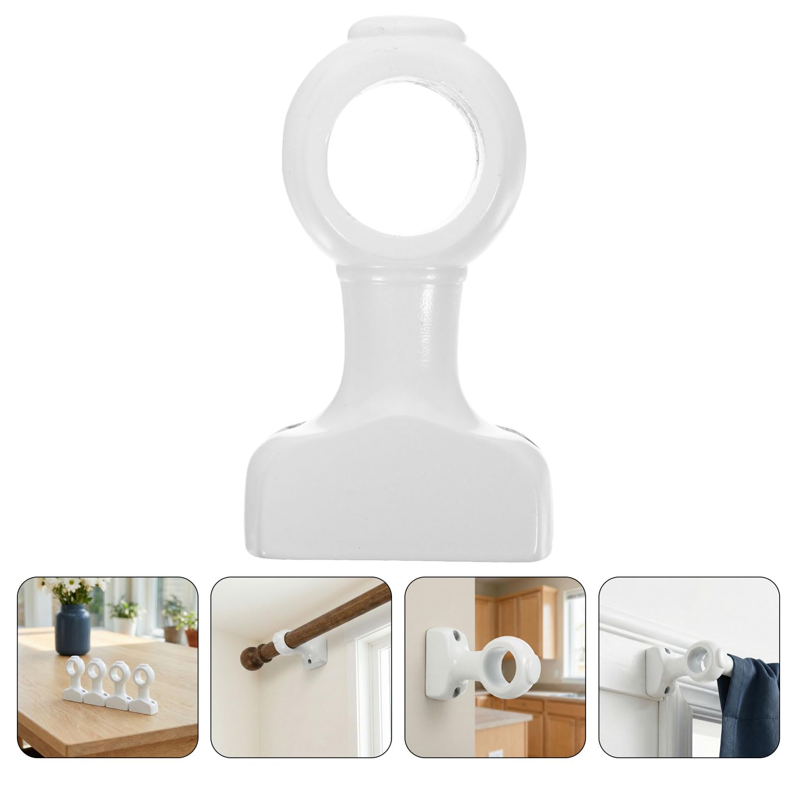 GALPADA 4 Pezzi Supporto Bastone e Stabilità Migliorata Design Decorativo in Legno Bianco per Tende Confezione per Arredamento Casa e Ufficio
