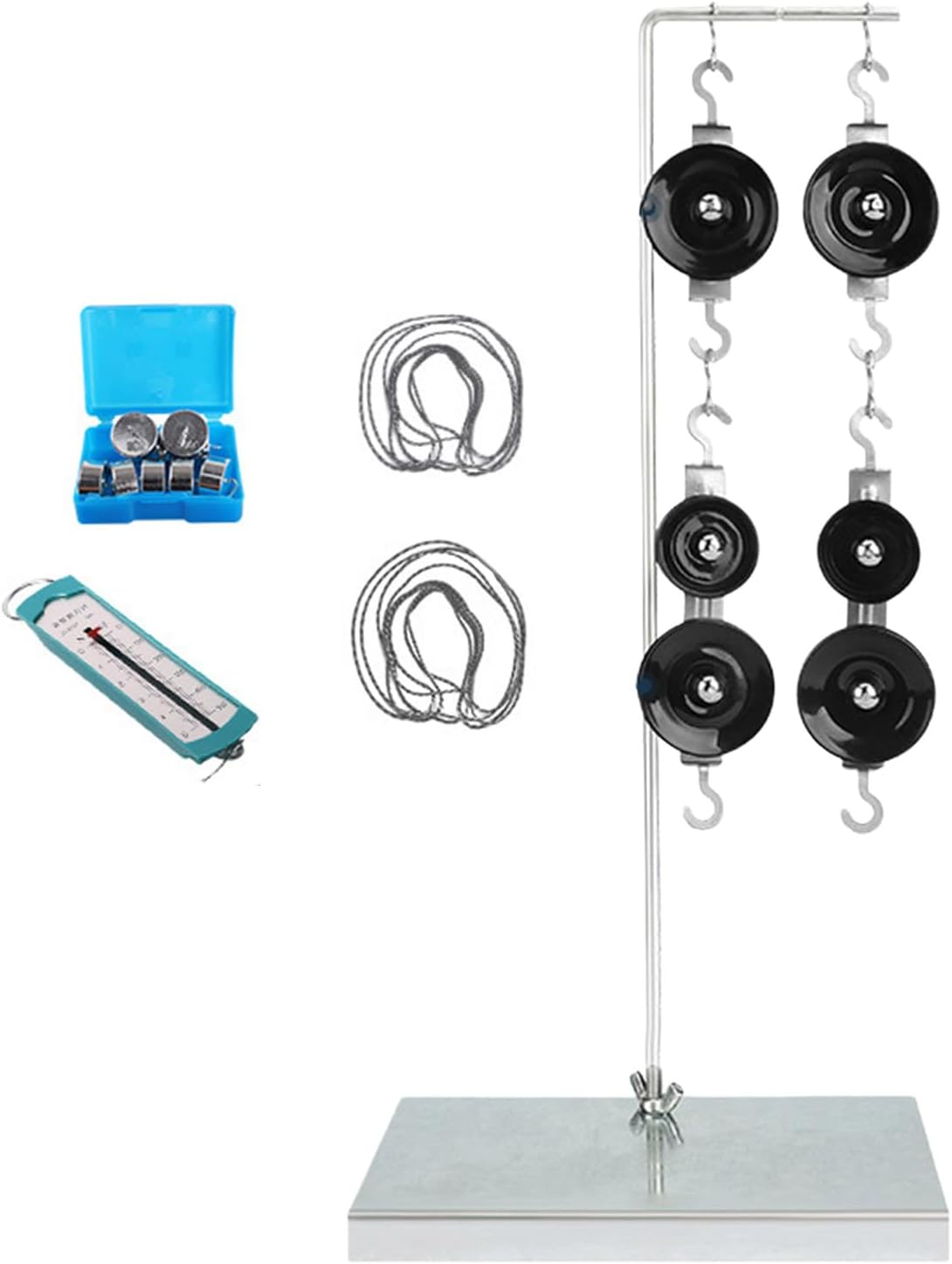 Physics Laboratory Equipment Pulley Systems Equipped with Spring Scale for Student Experiments Including Metal Hooks Physics Pulley Equipment Set