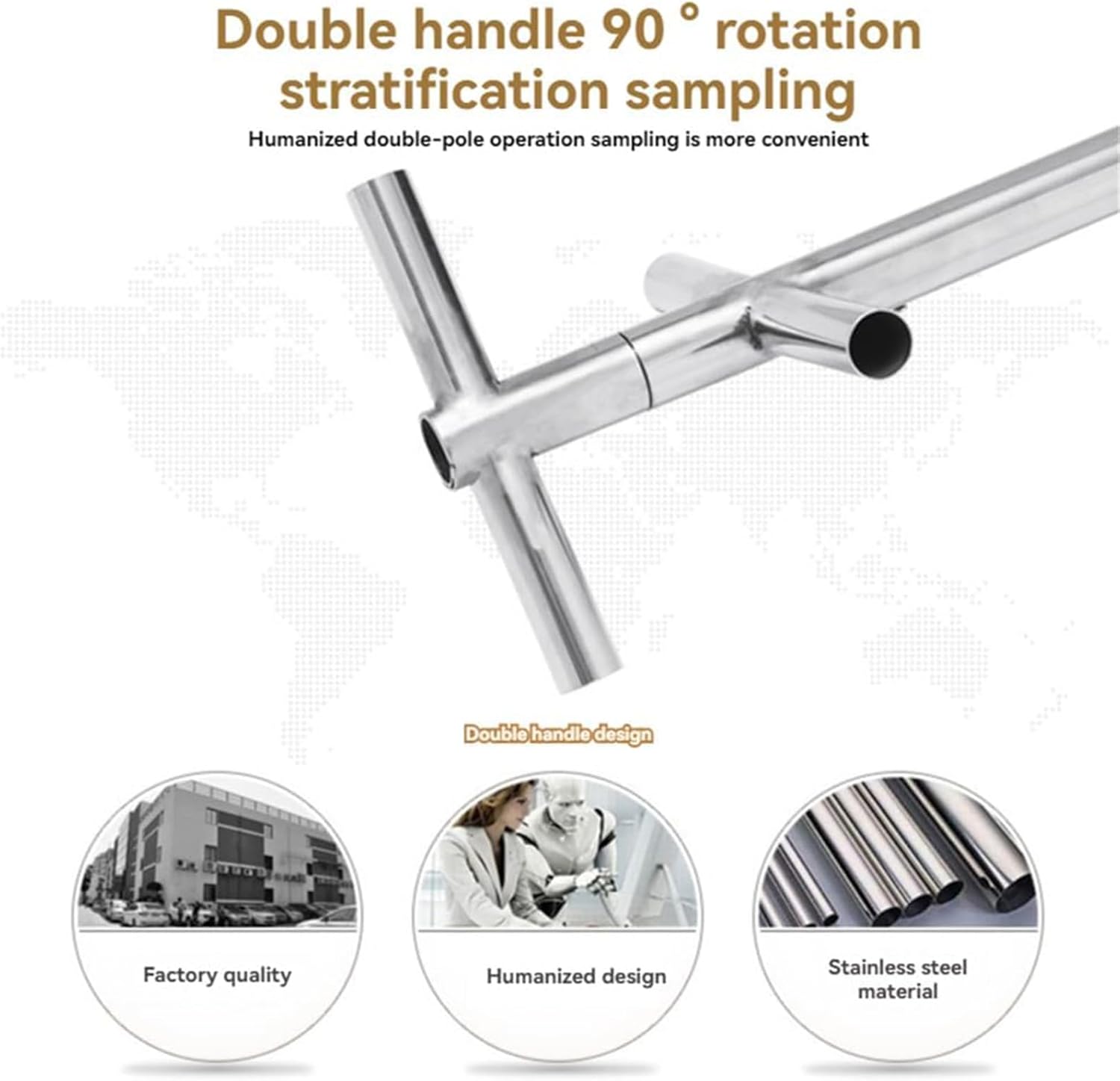 Grain Probe Sampling Powder Sampler Stainless Steel Solid Sample Slot Probe Cement Fertilizer Sampling Probes,Rotary Soil Grain Particle Powder Sampler,38mm,1.0m