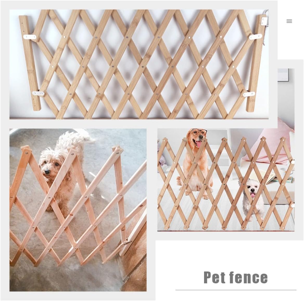 Wooden Pet Safety Gate Small Size Sliding Dog Gate Fence Barrier for Indoor Home Dog Protection and Enclosure