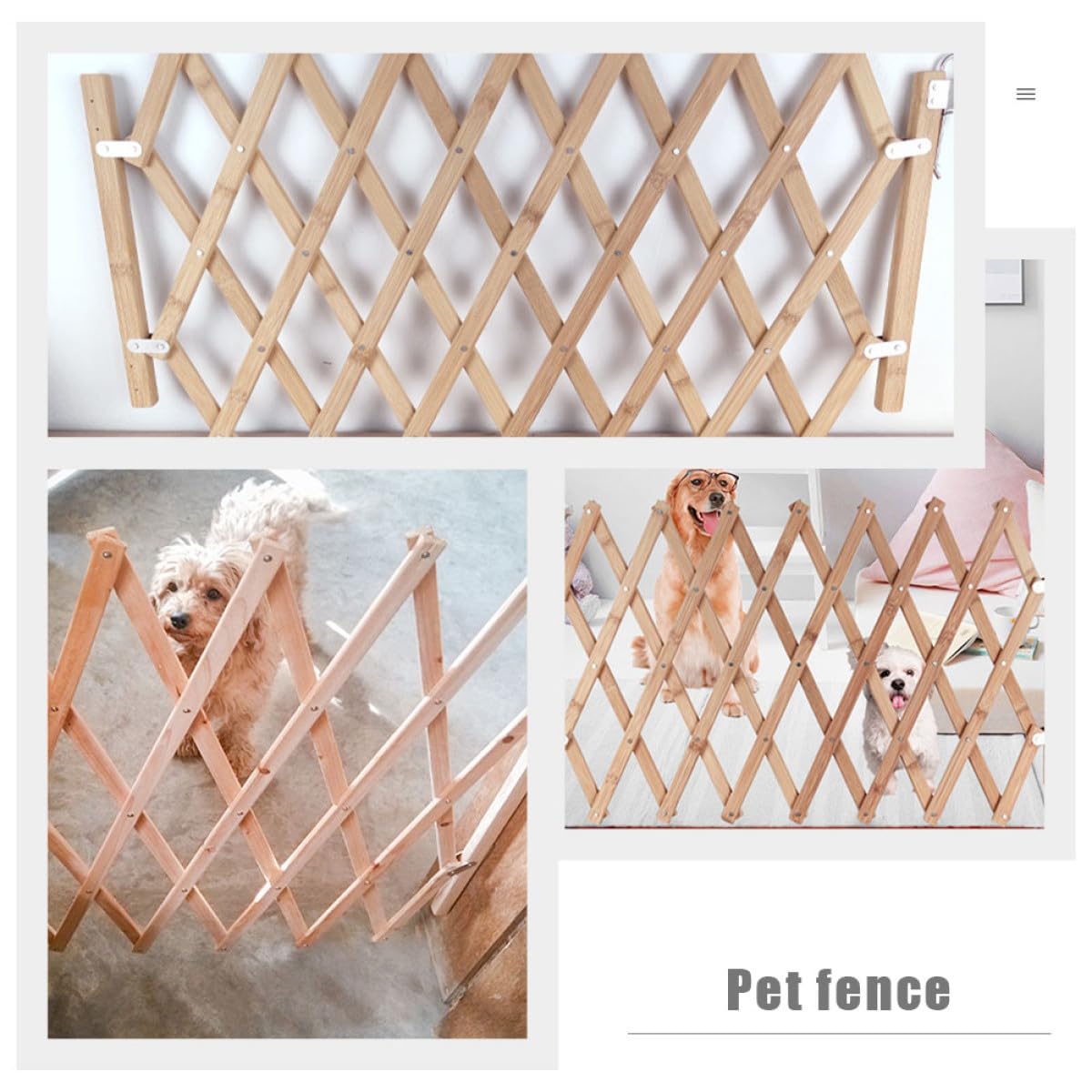 TOPBATHY Puerta Retráctil para Perros Pequeña de Madera Resistente, Valla Interior para Mascotas, Barrera para Escaleras y Pasillos, Protector contra Arañazos y Mordeduras, Puerta