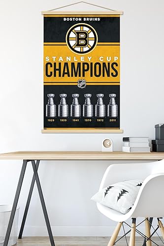 Miniatura 5 de Trends International NHL Boston Bruins - Póster de pared Champions 23, 22.37 x 34.00 pulgadas, paquete de impresión y colgador de madera de haya