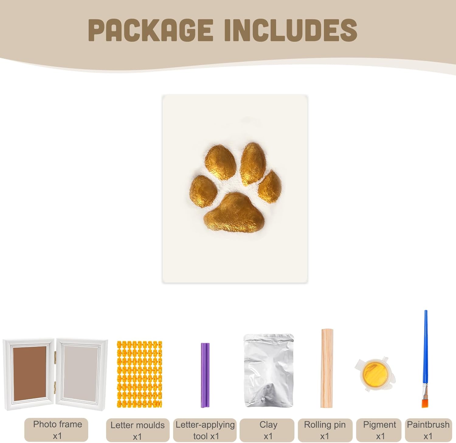 Avont Paw Print Kit with Picture Frame and Imprint Clay, Pawprints Impression Keepsake for Dogs Cats, Memorial Desk Display for Pets -White - Image 5