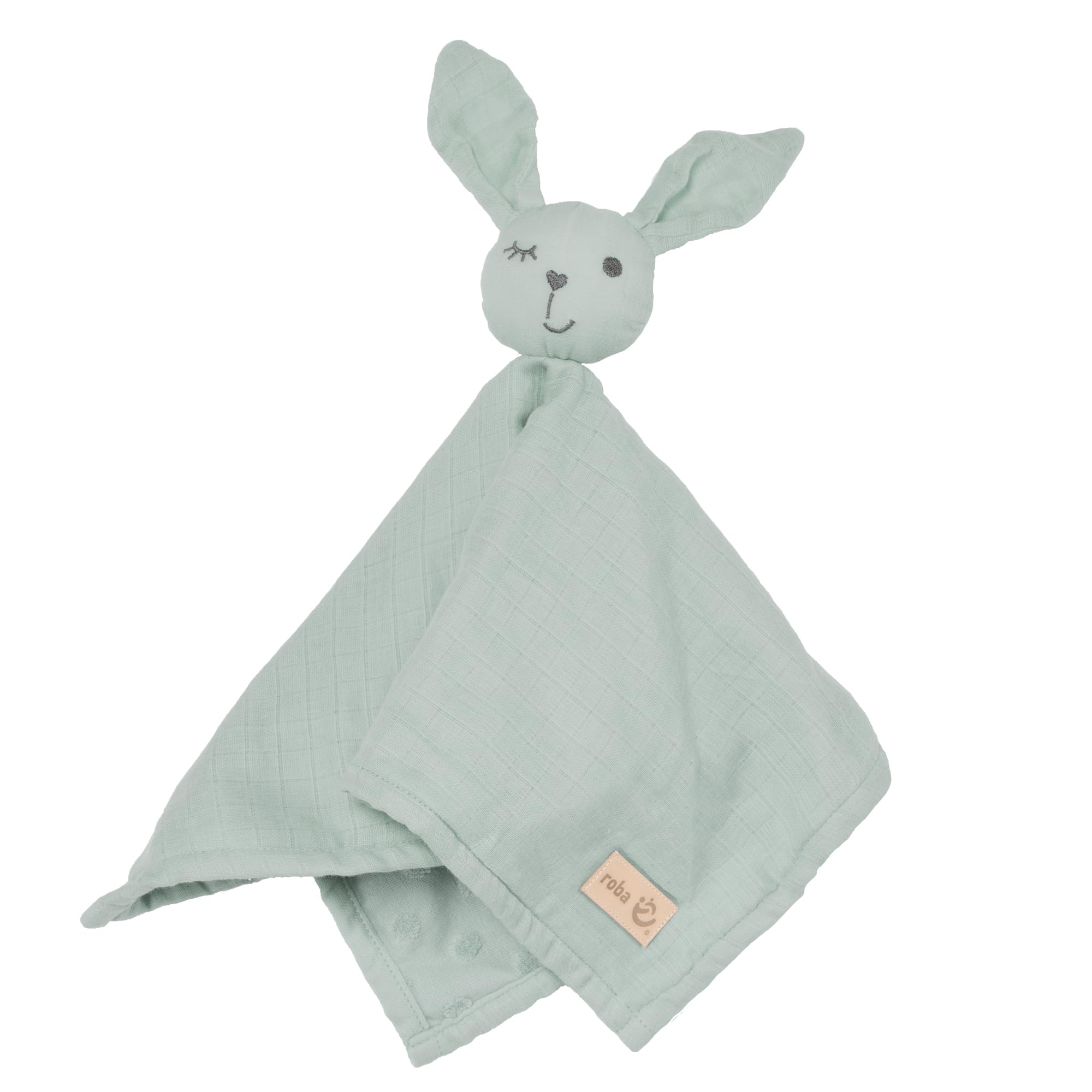 roba Copertina Doudou per Neonati e Bambini Lil Planet, 40 x 40 cm, Peluche con Faccia da Coniglio, Mussola e Jersey, Cotone Certificato GOTS, Verde