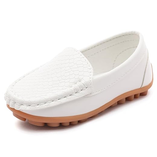 LONSOEN Toddler Little Kid Boys Girls Soft Slip On Loafers Dress Flat Shoes