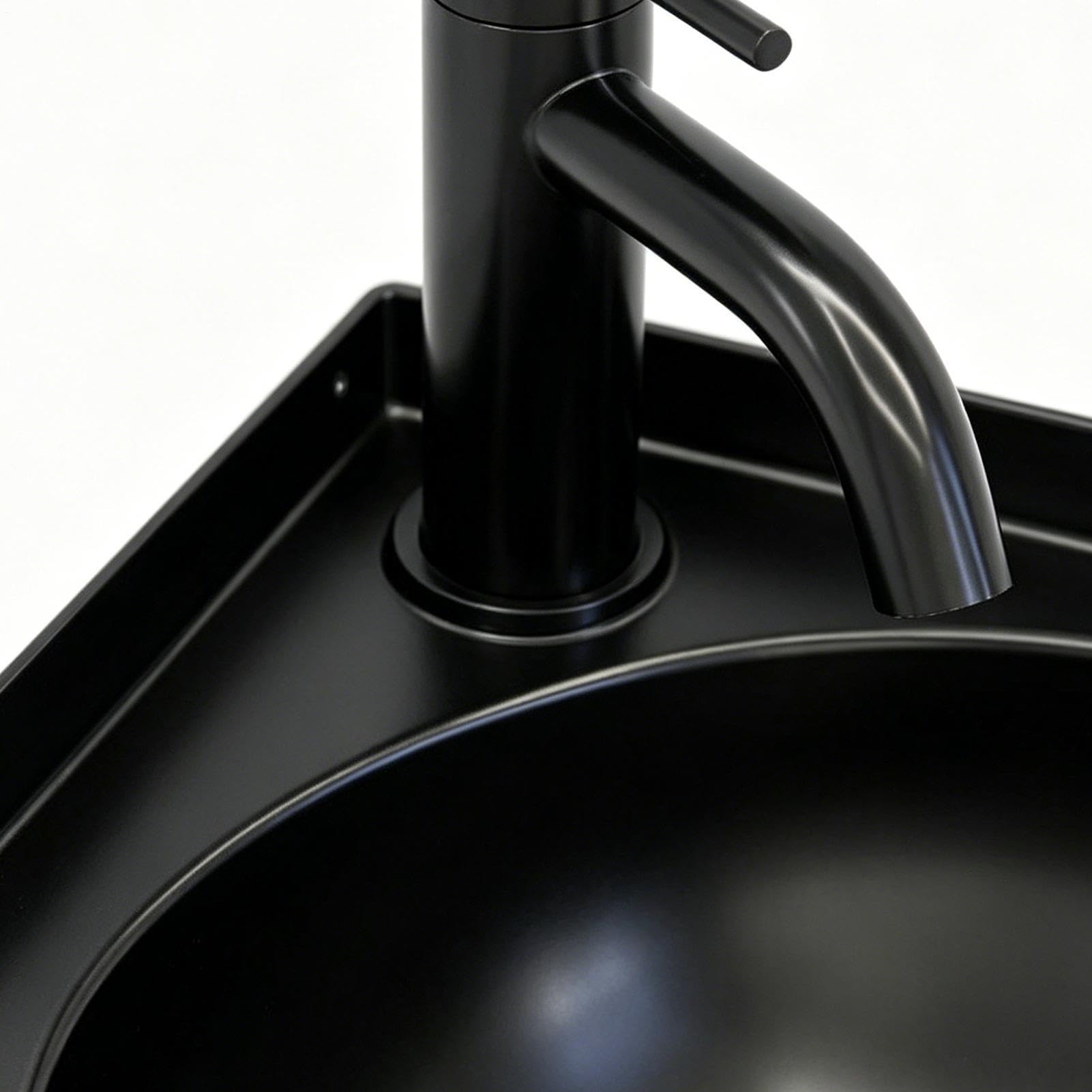 Évier mural d'angle en acier inoxydable avec robinet | Petit évier d'angle – Pour entrée, buanderie, jardin, terrasse, salle de bain, cuisine, appartement