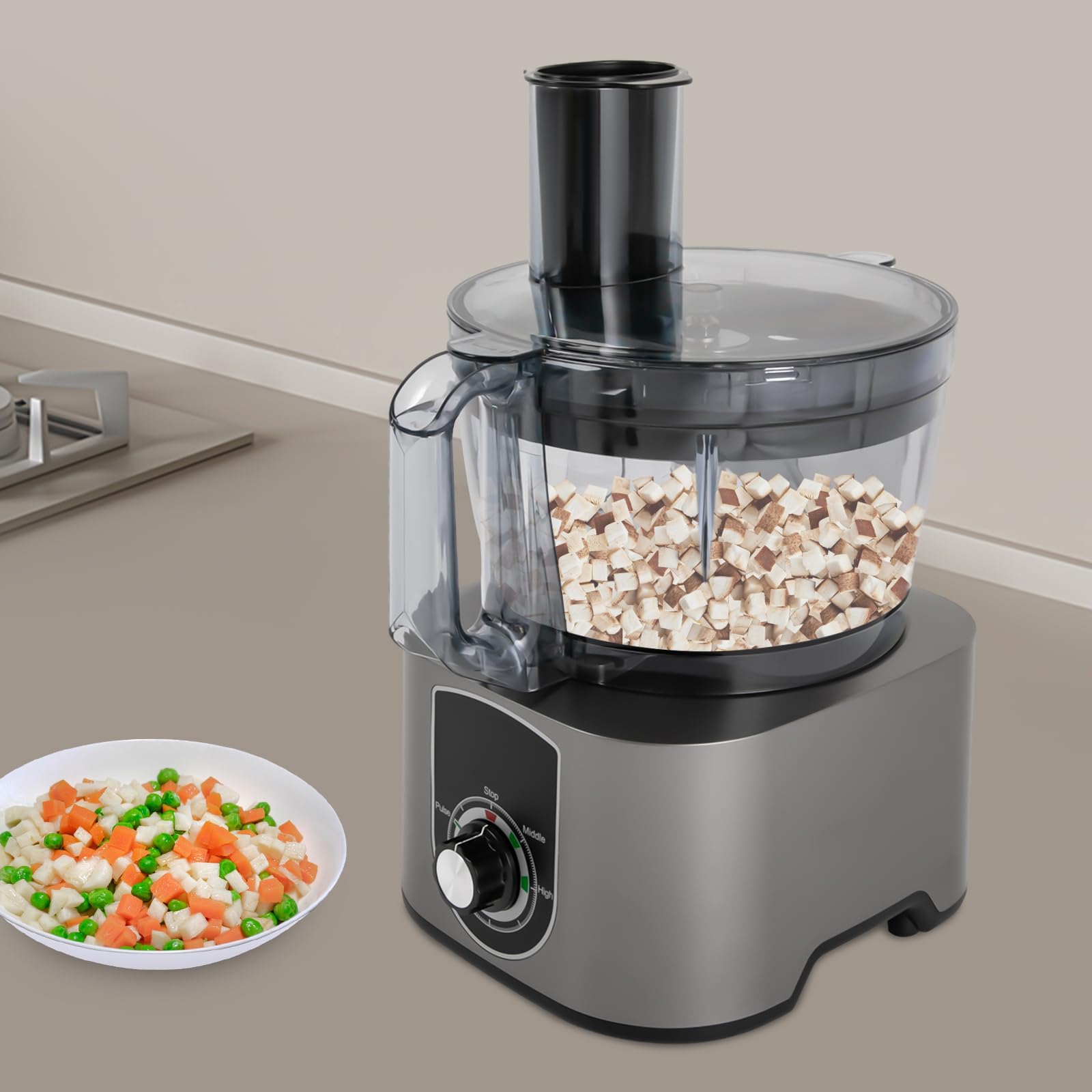 Multizerkleinerer, Zerkleinerer Elektrisch, 220V Space-saving 3 in 1 Würfelschneidemaschine 600W 7L Gemüsewürfelmaschine für Restaurants, Milchtees, Kantinen, Hotels