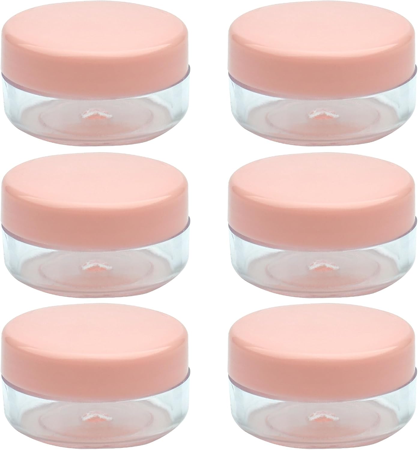 Empty Sample Pots, 6 Pcs Empty Plastic Cosmetic Jars, Mini Cosmetic Containers, for Face Creams, Make-Up, Glitter Nail Art Sto (Pink)
