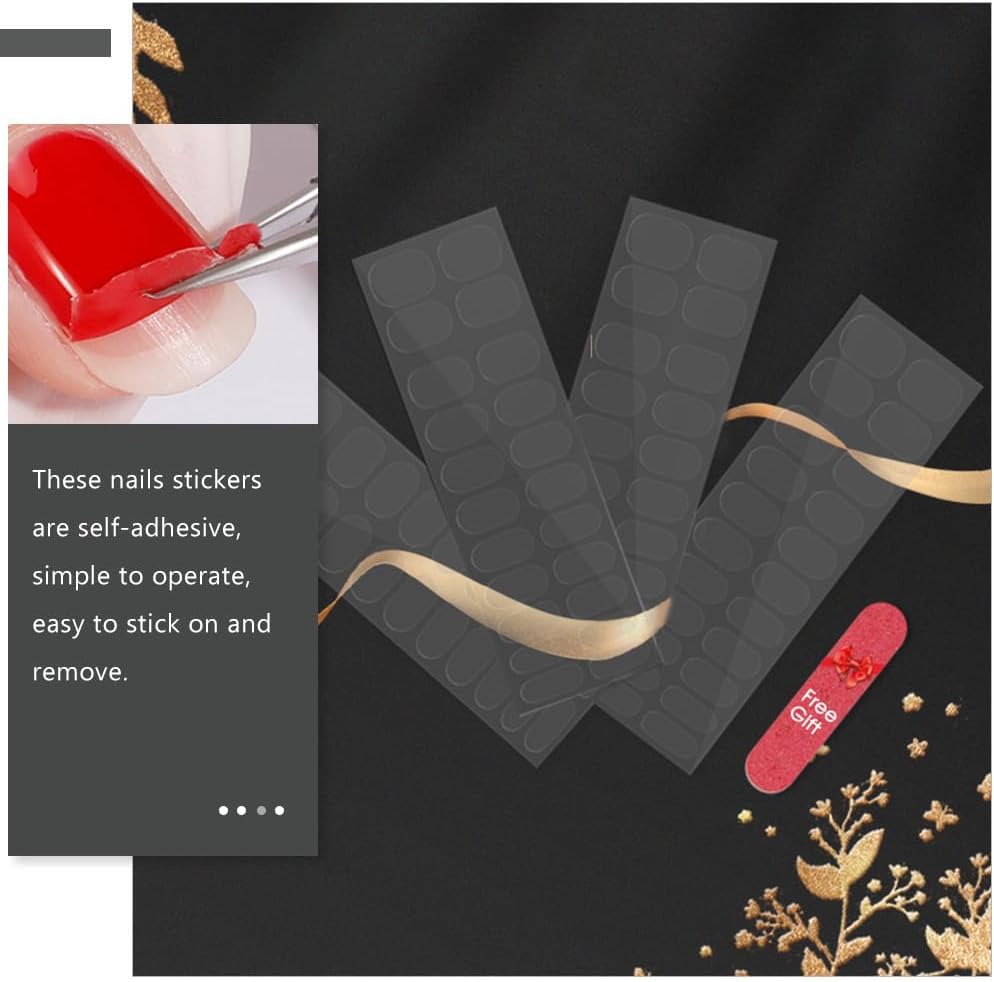 Beavorty 5 Sheets Nail Stickers Gel Nail Wraps French Manicure Strips Nail Cuticle Sticker Clear Gel Polish Strips Nail Polish Stickers Gloss Nail Strips Double Sided Tape Major Nail Set