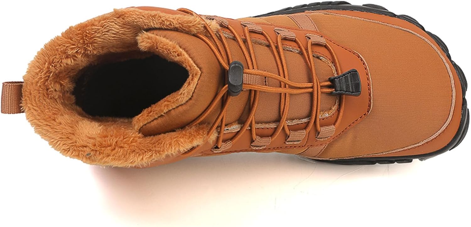 SECHRITE Barefoot Hiking Boots for Women Men Waterproof Winter Barefoot Shoes Warm Snow Boots Zero Drop Wide Toe Box Non-Slip Hike Walking Shoes