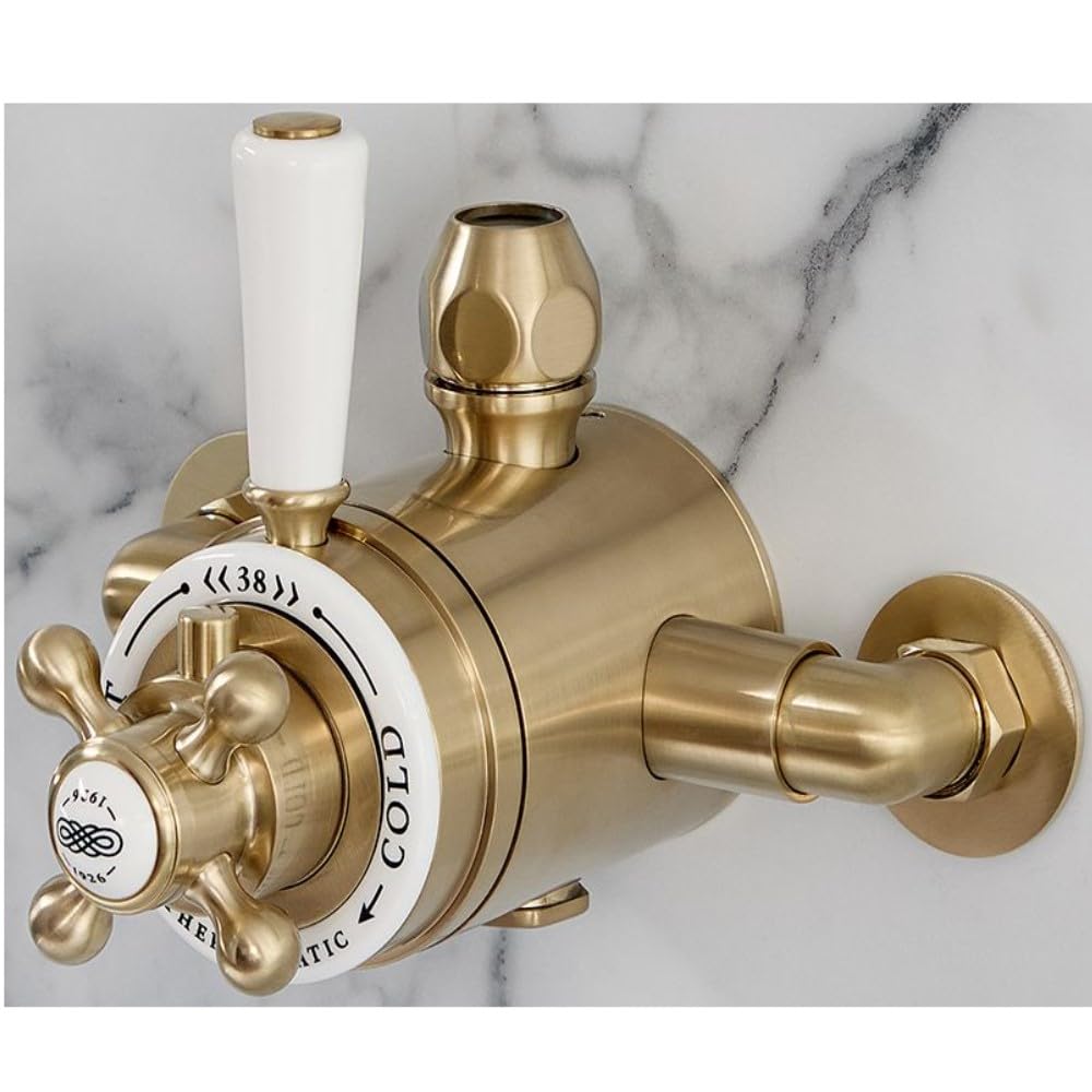 Milano Brushed Brass Elizabeth Dual Exposed Thermostatic Mixer Shower Valve