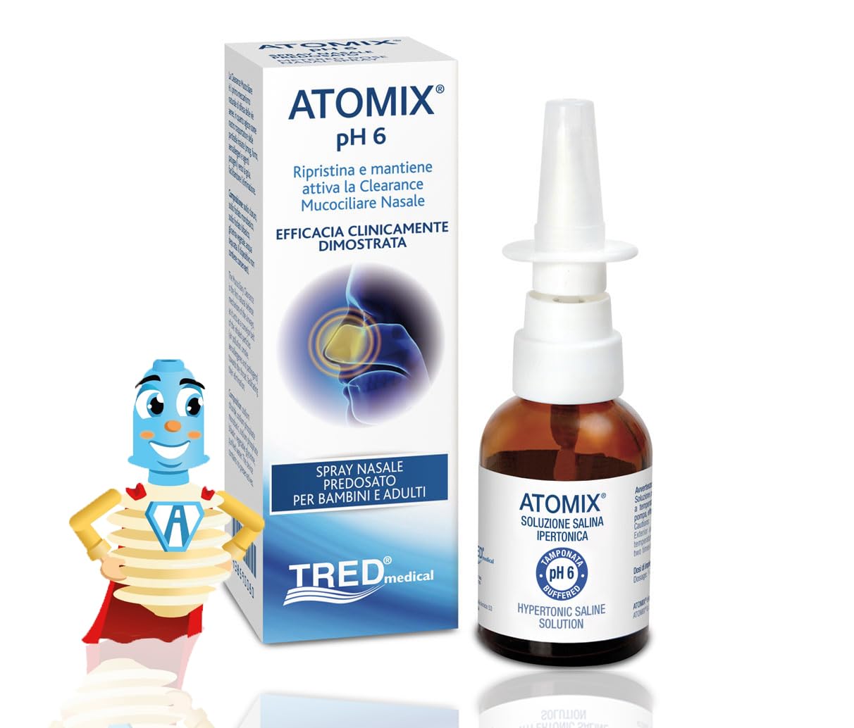 ATOMIX SPRAY SOLUZIONE SALINA IPERTONICA. DECONGESTIONA RICREANDO LE CONDIZIONI PER LA MASSIMA EFFICENZA DEI NOSTRI SISTEMI NATURALI