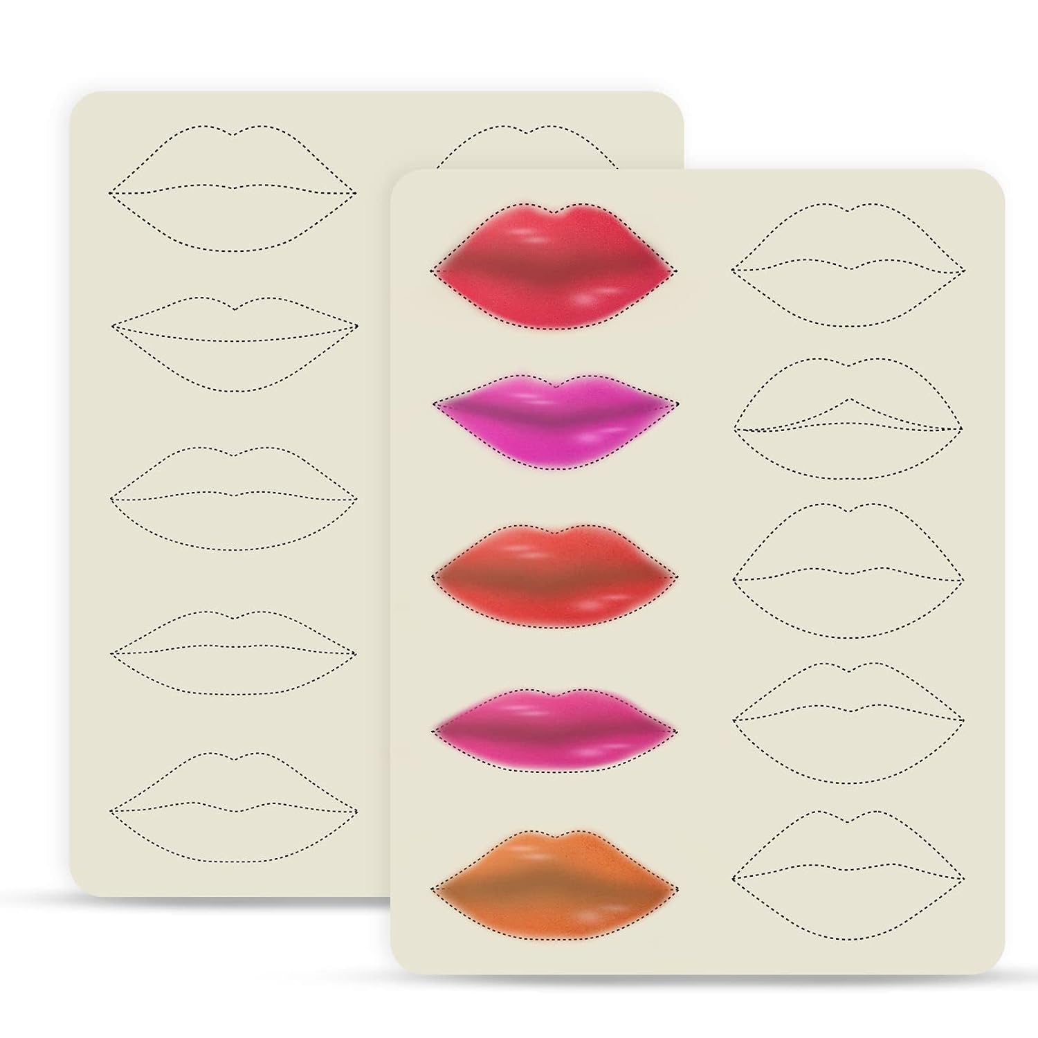 5pcs Lip Practice Skin Double Sided for Permanent Makeup Artists Fake Silicone Sheets to Practice Lip Tattoo (Version 1)