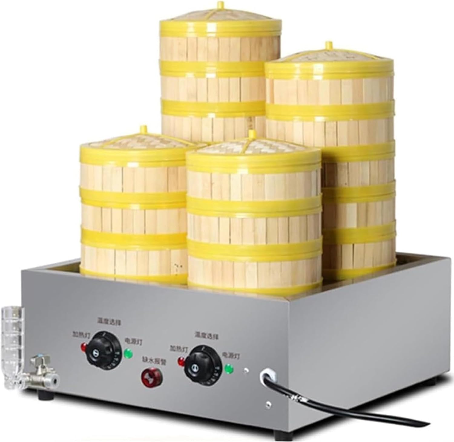Stainless Steel Commercial Steamed Buns Machine, 4-Hole Food Steamer, Stainless Steel Home Food Steaming Machine