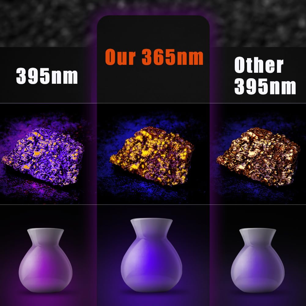 KEENZO Torcia UV a Luce Nera da 365 nm, con 5 LED Professionali, 50 W, Potente Torcia a Luce Nera per Trovare Urina di Animali Domestici e Minerali, Ricerca di Scorpioni