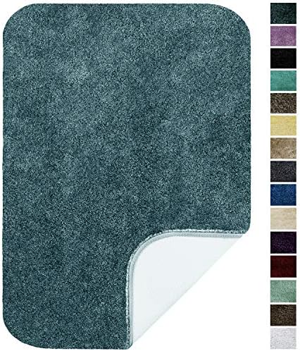 Maples Rugs ColorSoft Non Slip Washable & Quick Dry Soft Bathroom Rugs [Made in USA], 17" x 24", Teal Quartz