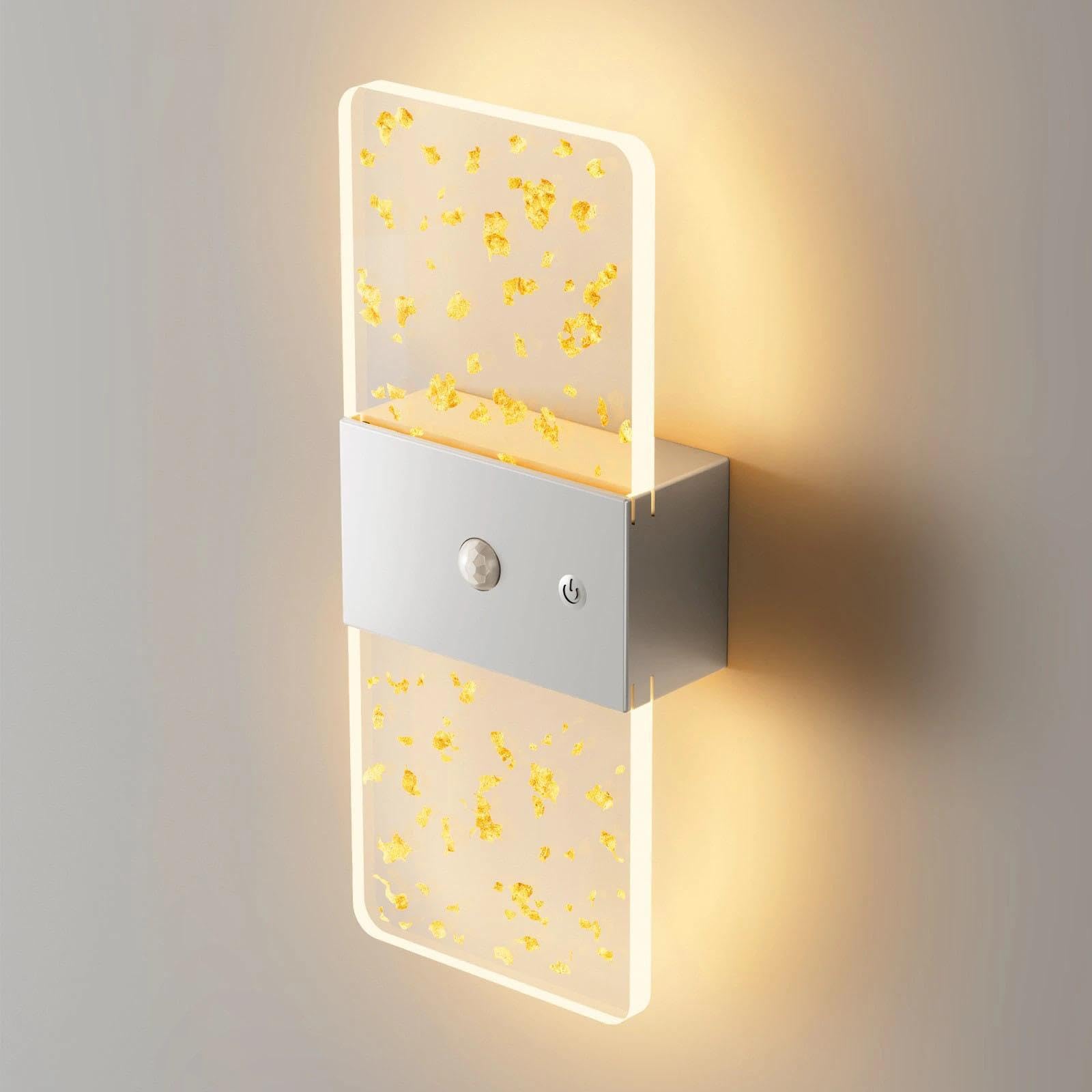 Motion Sensor Night Light, Rechargeable Wall Lights (Silver,Rectangle)