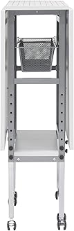 Sew Ready Foldable Hobby and Cutting Grid Table - 58.75" W x 36.5" D White Arts and Crafts Table with Grid Top and Silver Storage Drawers