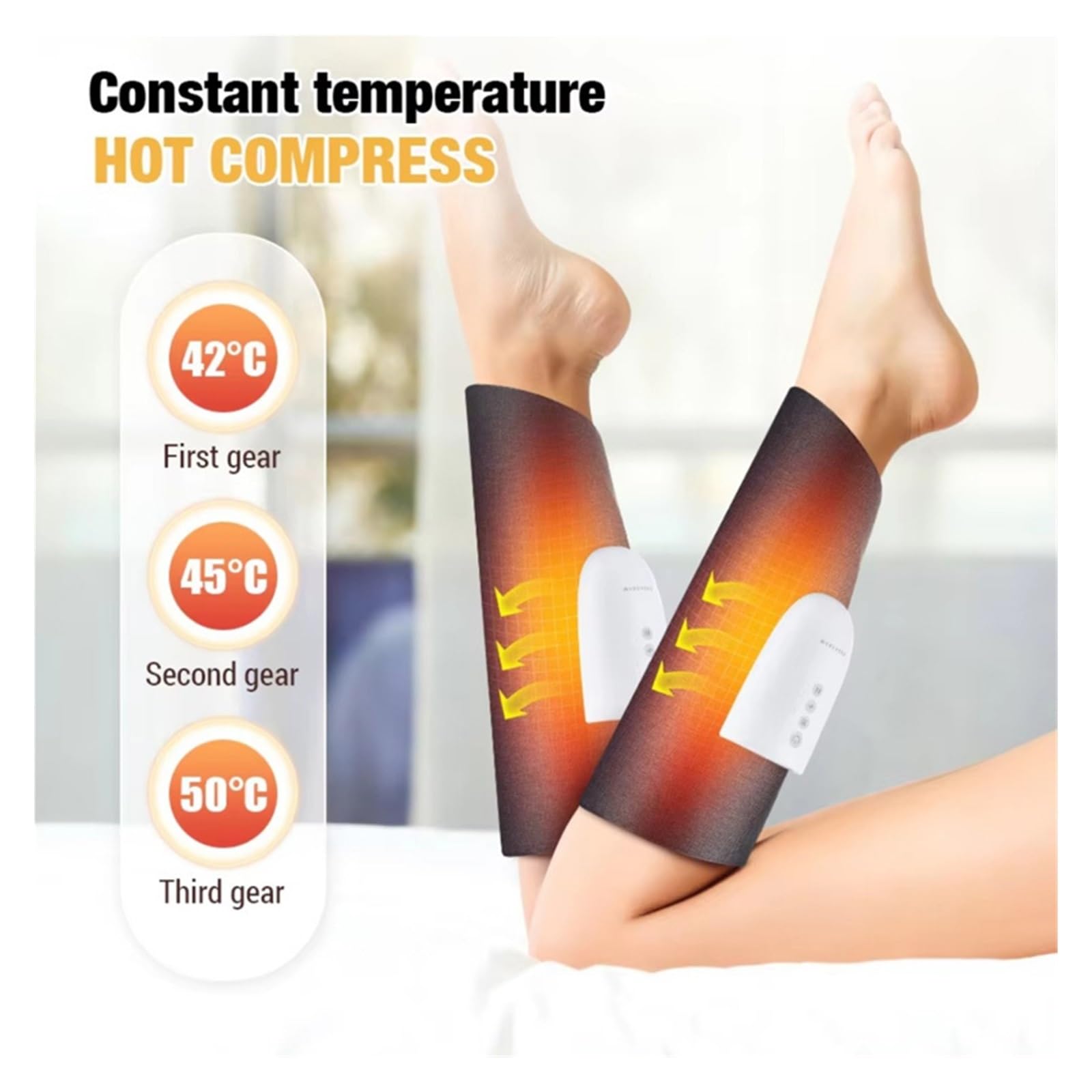 Masajeador eléctrico de pantorrillas con 3 modos vibración, compresas calientes, masaje piernas aire y relajación muscular, microcorriente para la mayoría de tamaños