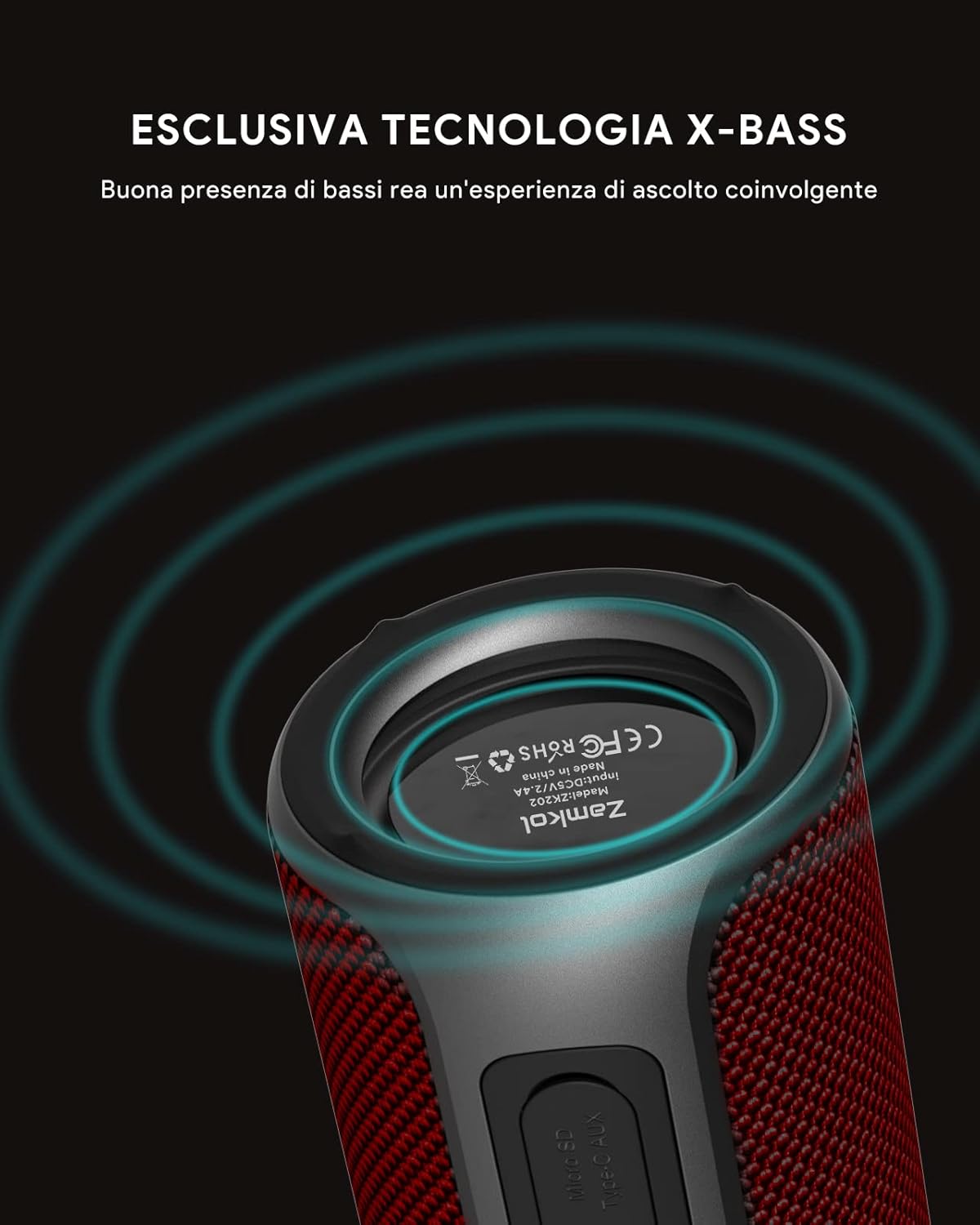 Zamkol ZK202 Speaker with X-Bass technology graphic