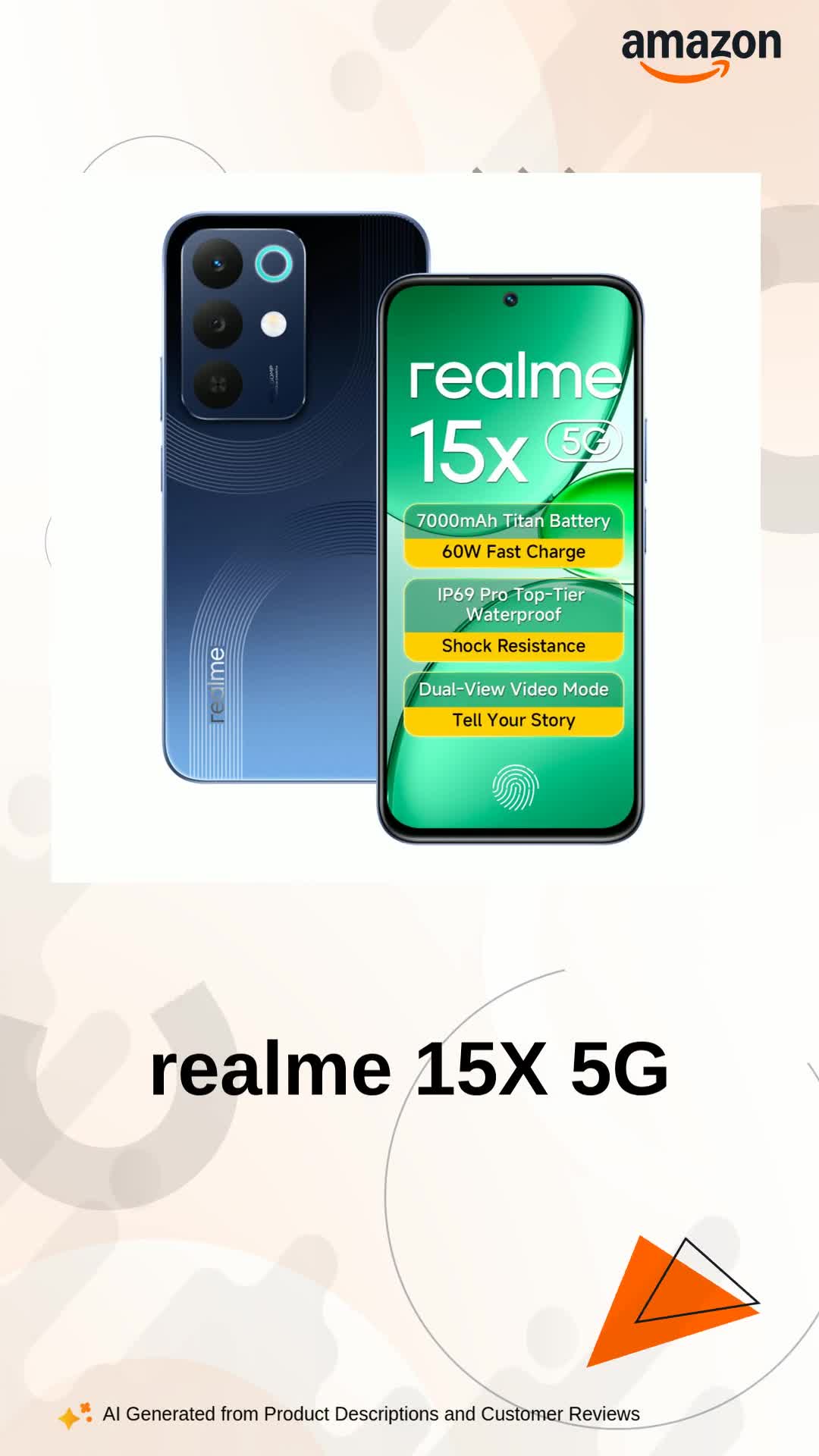realme 15X 5G Smartphone 8GB RAM 128GB ROM, 6.8 inch 144Hz Display