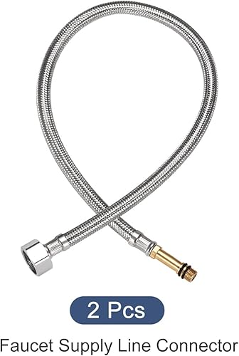 Miniatura 5 de METALLIXITY Conectores de línea de suministro de grifo (1500mm59") 2 piezas, acero inoxidable 304 hembra G12 a conector macho de manguera de