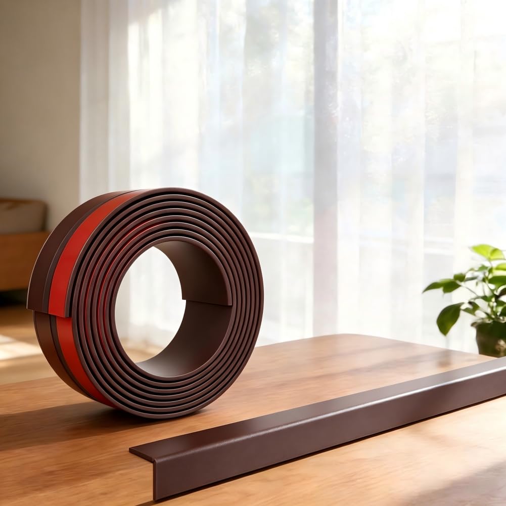 Self Adhesive Wall Corner Guard Edge Protector, Inside & Outside Corner Trim, Peel and Stick Wall Molding Trim, Flexible Corner Angle Trim for Windows, Tables, Ceiling, Worktop (Coffee, 60mmx3m)