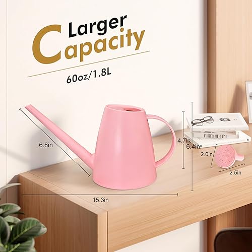 Miniatura 23 de Regadera para plantas de interior y exterior, modernas latas de riego pequeñas con boquilla extraíble, regadera de boquilla larga para plantas Gris