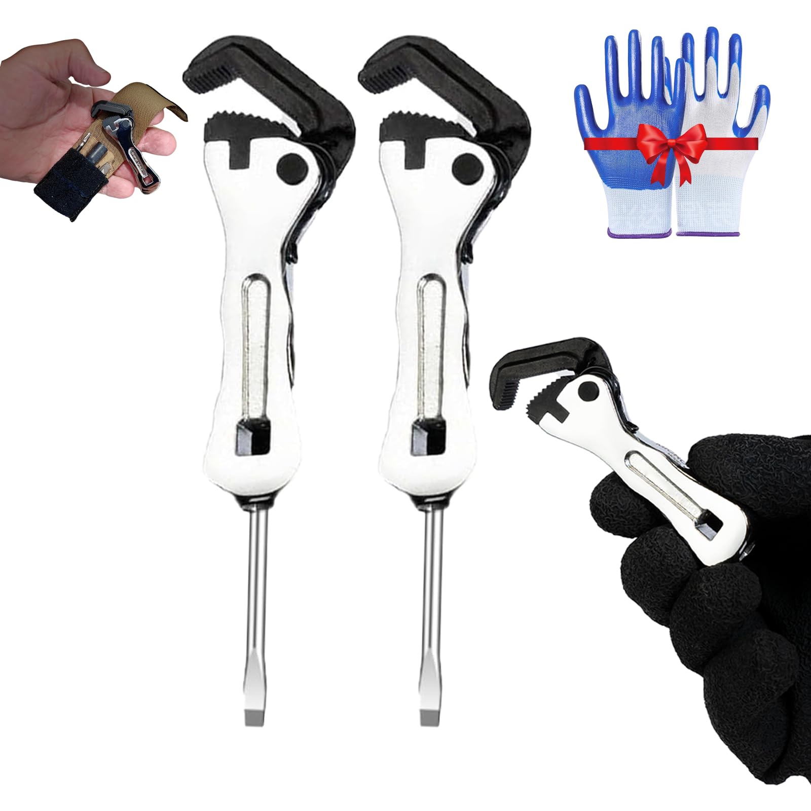 The Micro Stubby, Micro Stubby Wrench, Micro Self-Adjusting Wrench, The Micro Stubby SW-19, Portable Multifunctional Wrench, Universal Size, 2 in 1 Wrench Tool for Tight Spaces (2 PCS)