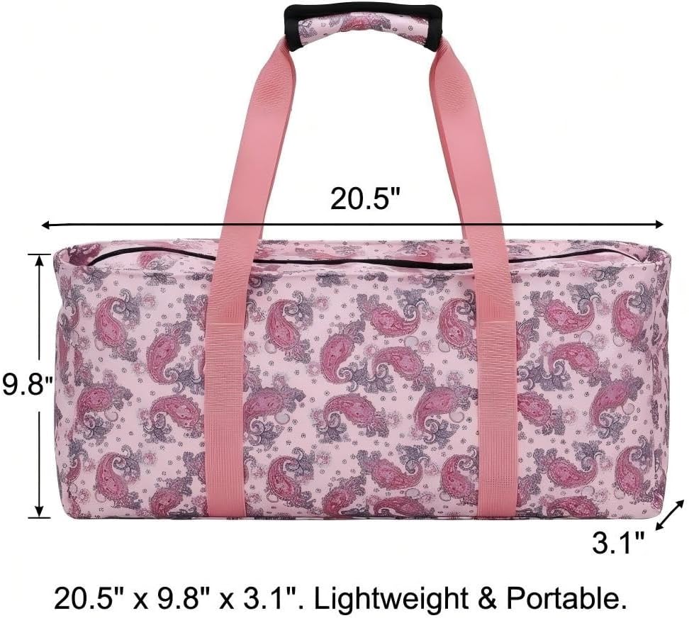 Mahjong Tote Bag for Tiles Racks & Pusher - Pink Printed Empty Mahjong Bag Set, Stylish Gift Bag for Girls’ Night & Post-Brunch Games (Case Only)