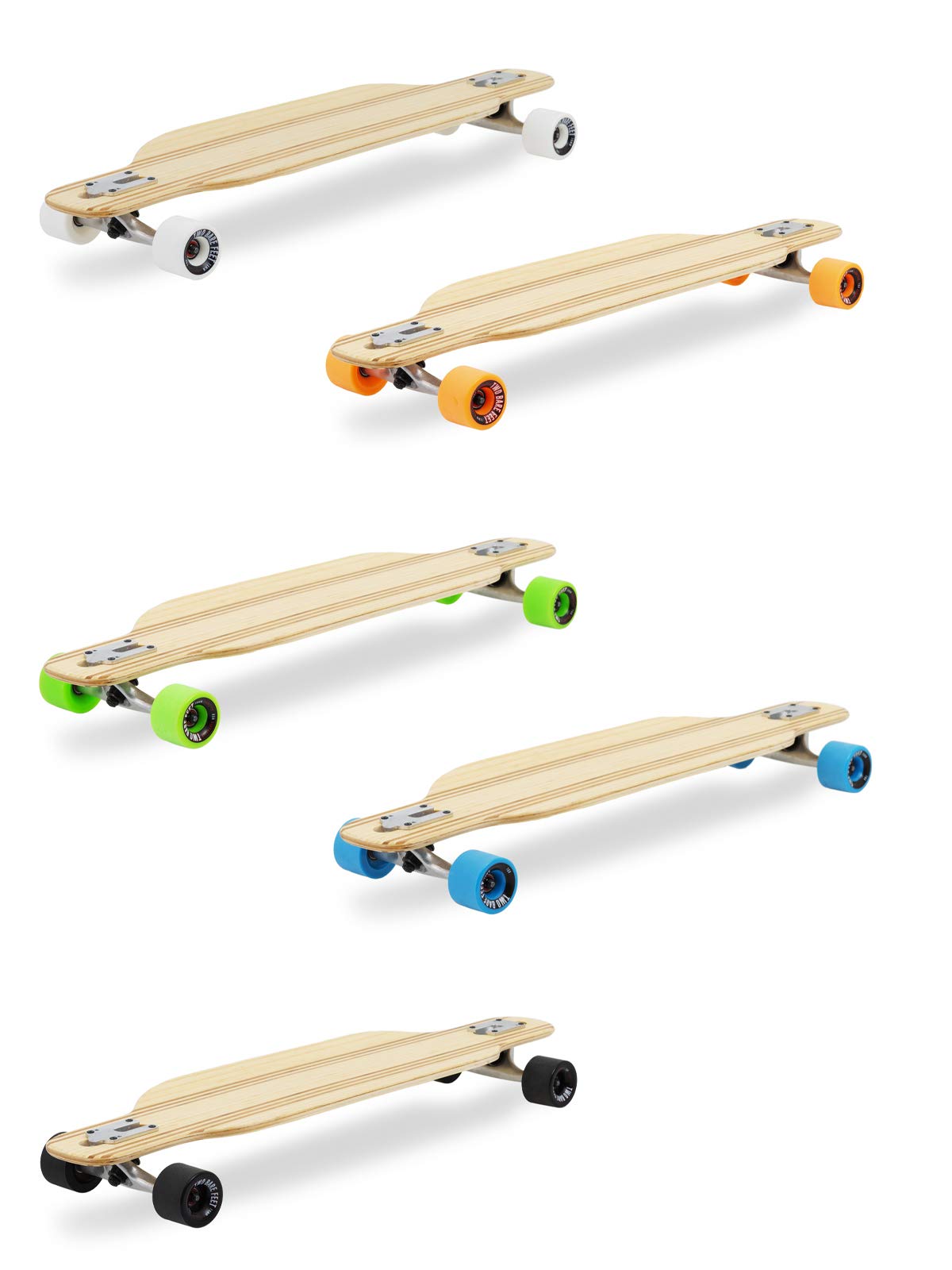 Two Bare Feet The Bradley' 36" Bamboo Series Premium Longboard Skateboard (Blue Wheels)