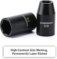 Vista 4 de CASOMAN Juego de dados de impacto poco profundo de 1/2 pulgada, 14 puntos, SAE, 3/8" a 1-1/4