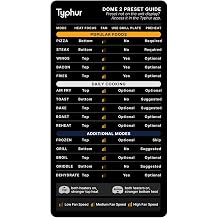 Typhur Dome 2 Air Fryer Cooking Guide Magnet, Preset Reference Chart