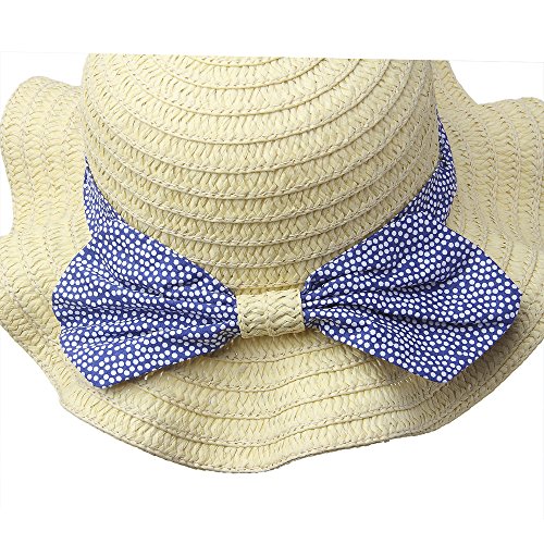 Vivobiniya Toddler Girl Bowknot Straw hat Baby Girl Beach Hat 0-5T (52/53cm(2-4Y), Beige) - Thumbnail 4