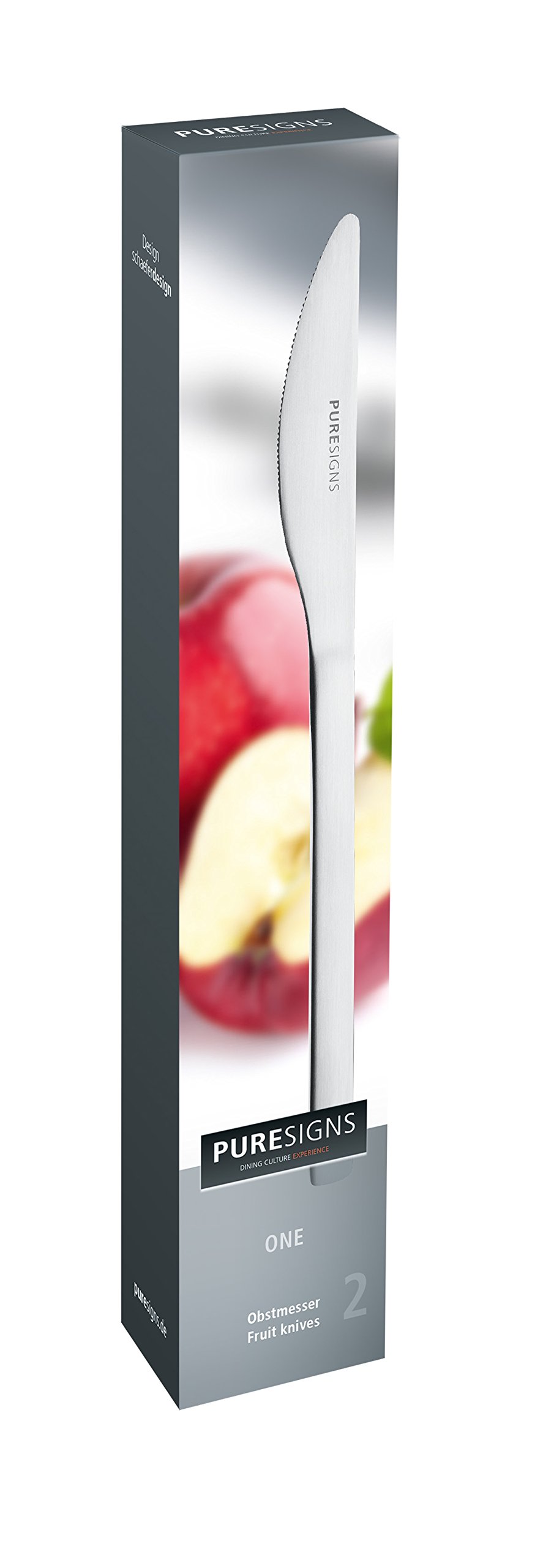 Puresigns ONE Extra Käsemesser-Set – 2-teilig, 21 Cm, Edelstahl Matt, Spülmaschinenfest, Von Schaeferdesign