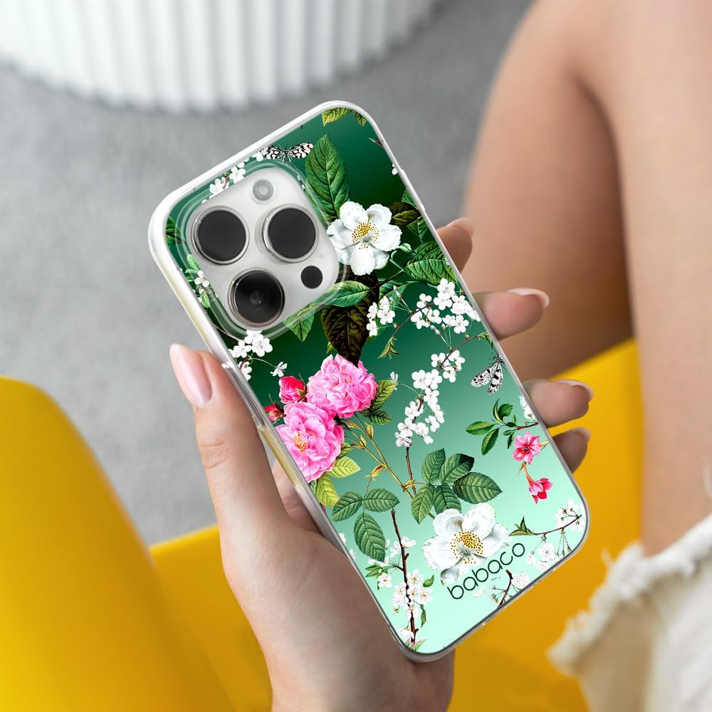 BABACO ERT Group Mobile Phone case for iPhone 14 PRO MAX Original and Officially Licensed Pattern Flowers 035 optimally adapted to The Shape of The Mobile Phone, case Made of TPU