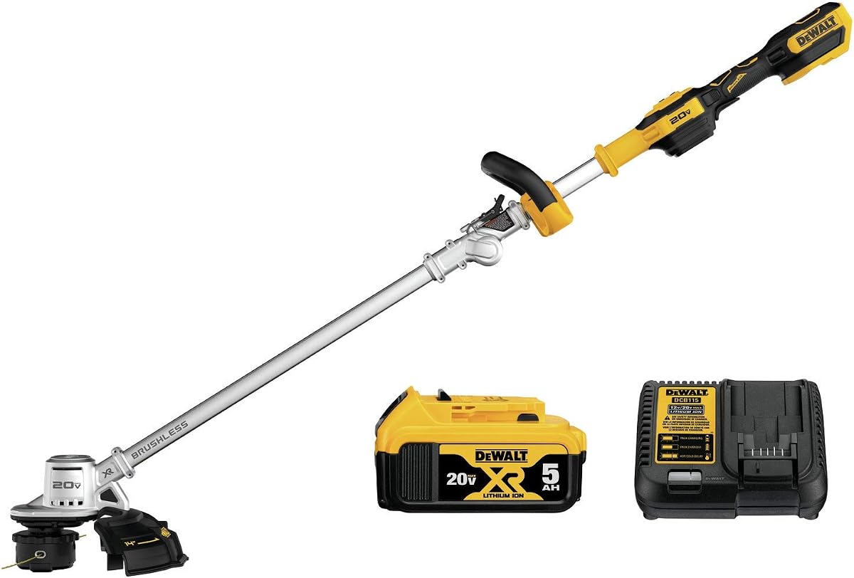 Dewalt DCST922P1R 20V MAX Lithium-Ion Cordless 14 in. Folding String Trimmer Kit (5 Ah) (Renewed)