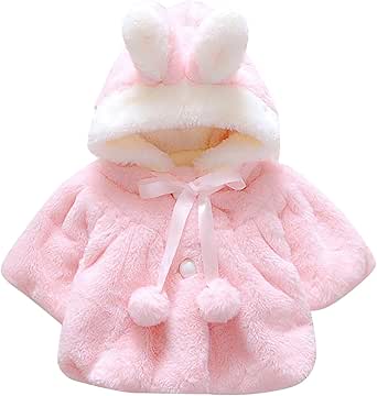 Fur Hooded Baby Cape Winter Blue Trim Woolen Lolita Faux Cat-Ear