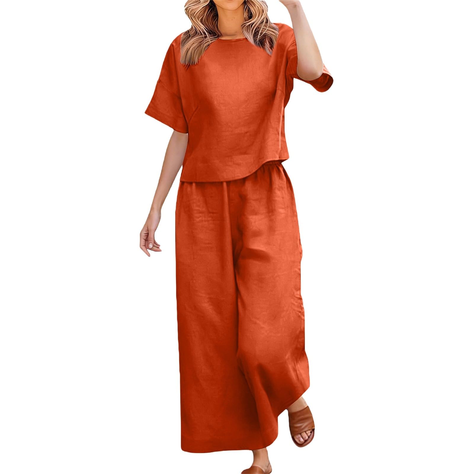 Ensemble deux pièces d'été anti transpiration coupe ample pantalon fluide