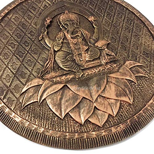 Quadro Mandala de Ganesha Resina cor Bronze 32cm