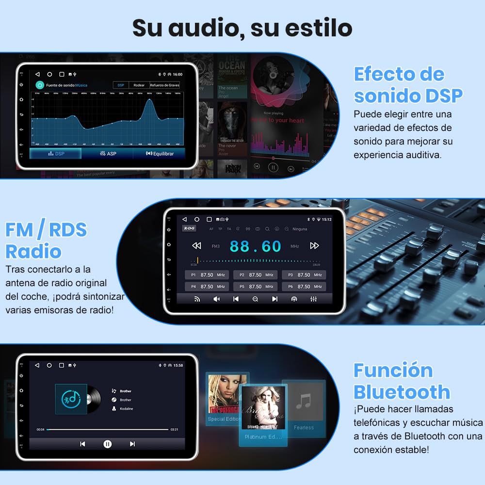 Junsun Radio Coche 1 DIN Android 15 con Pantalla Táctil IPS de 10,1", CarPlay y Android Auto Inalámbrico, Autoradio Giratoria y Desmontable con WiFi, Bluetooth, Mirror Link y FM