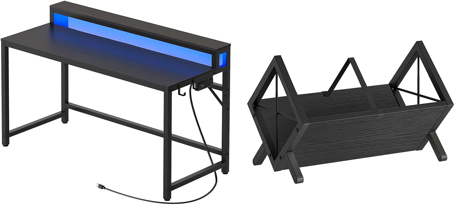 YATINEY Computer Desk and Vinyl Record Holder components