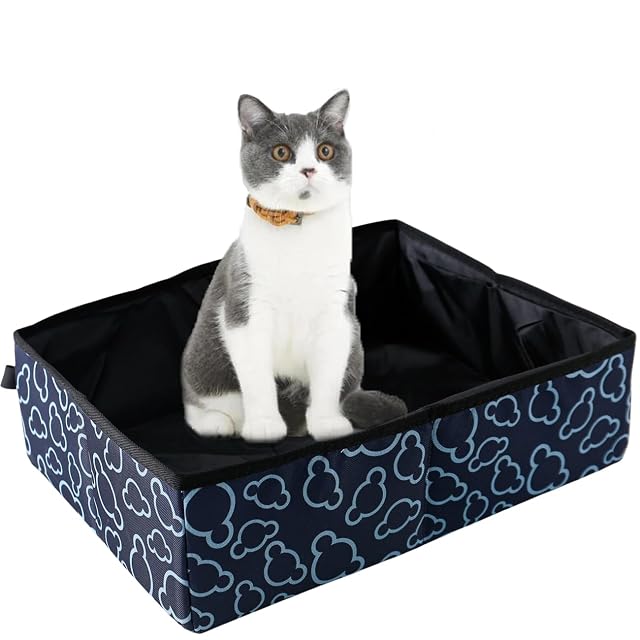 Arenero para Gatos portátil para Viaje, Plegable, para Gatos, Impermeable, fácil de Limpiar
