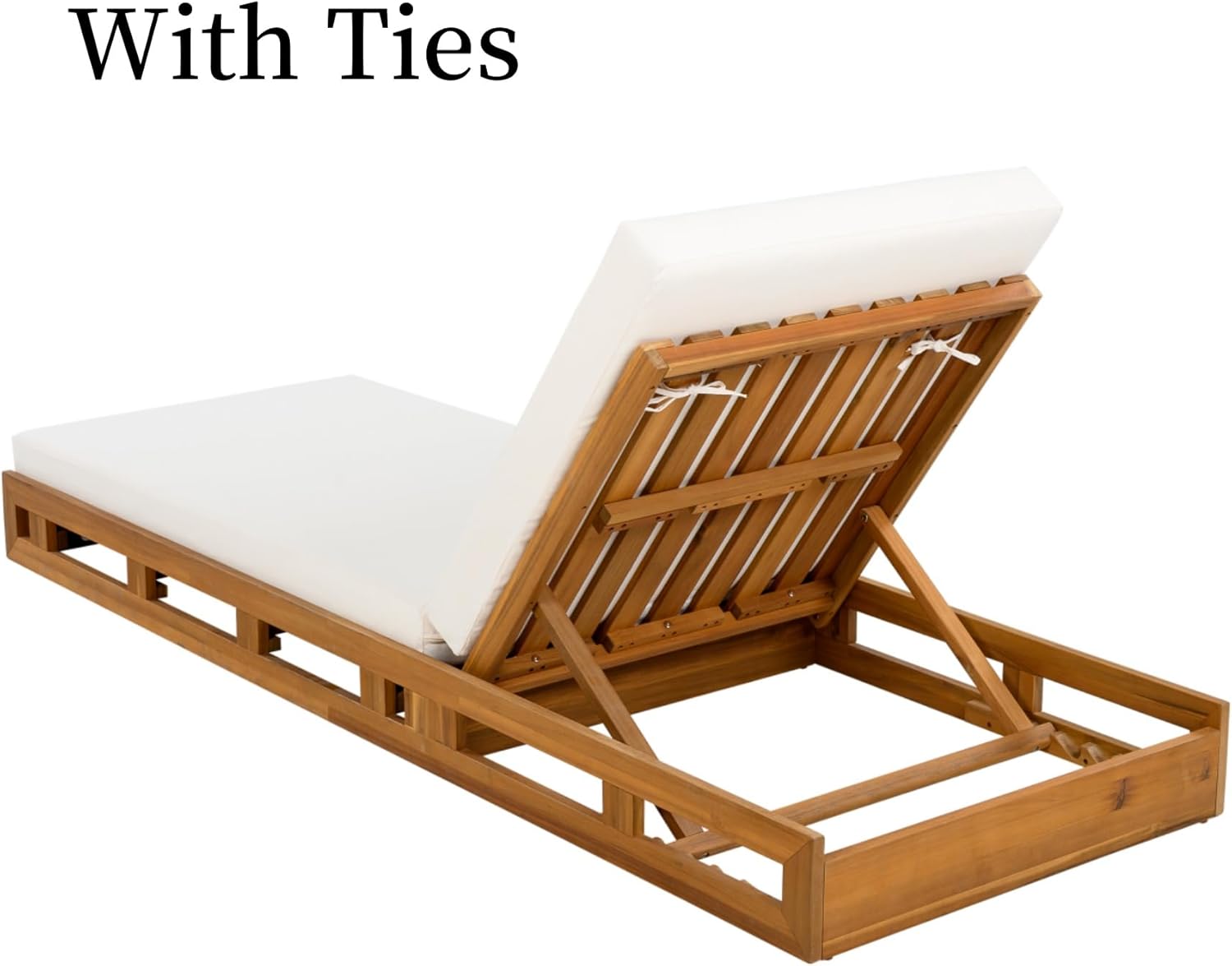 Chaise Lounge Cushion 76.25x27.25x4 Inch, 2-Fold Outdoor Lounge Chair Cushions, Lounger Pad Replacement with Water-resistant, Foldable, Removable Covers, Ideal for Poolside, Patio, Garden, Cream