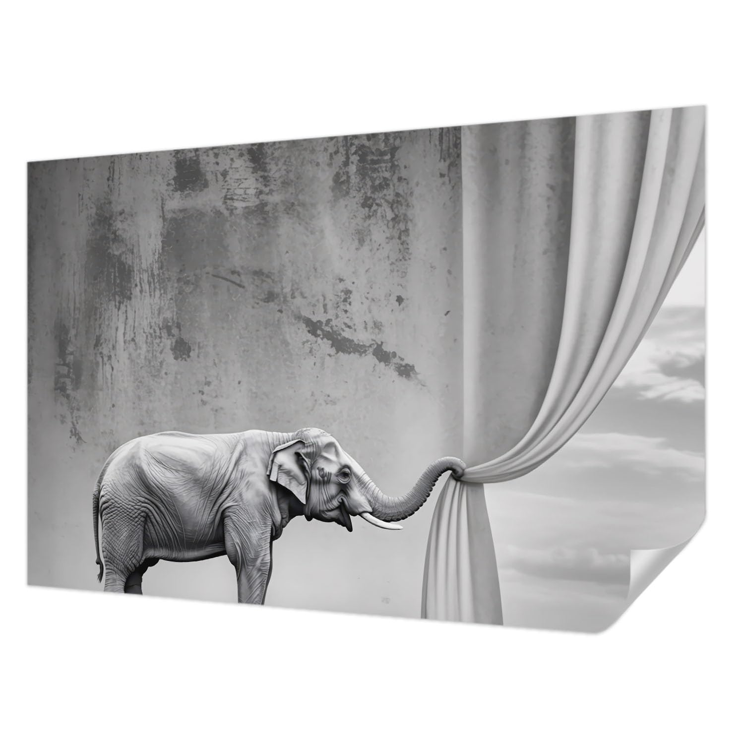 Papier peint adhésif éléphant surréaliste 104x70 cm pour décoration murale