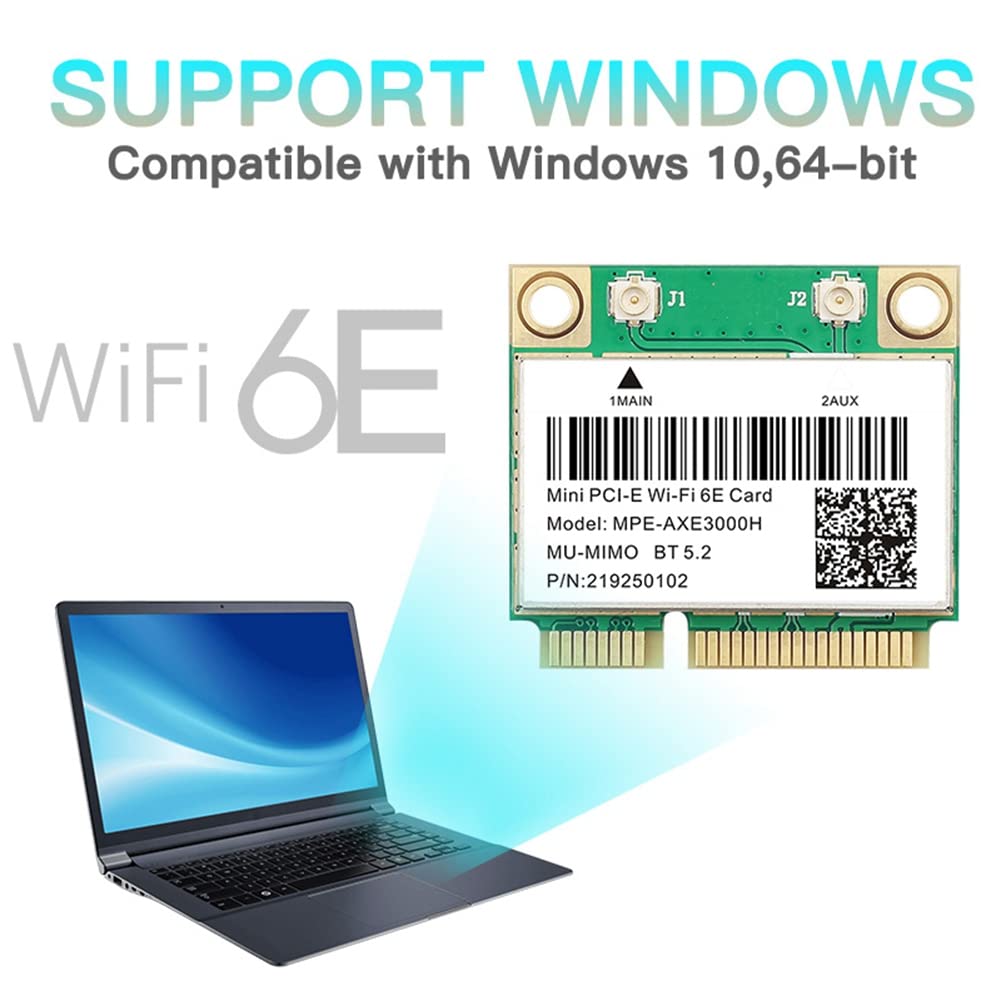 WiFi 6E 2400Mbps AX210 -AXE3000H - tarjeta PCI-E inalámbrica para BT 5.2 802.11AX 2.4G/5G/6Ghz Wlan adaptador de tarjeta de red