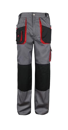Torin - pantaloni da lavoro con molteplici tasche - grigio/rosso/nero - uomo  - XS : Amazon.it: Abbigliamento
