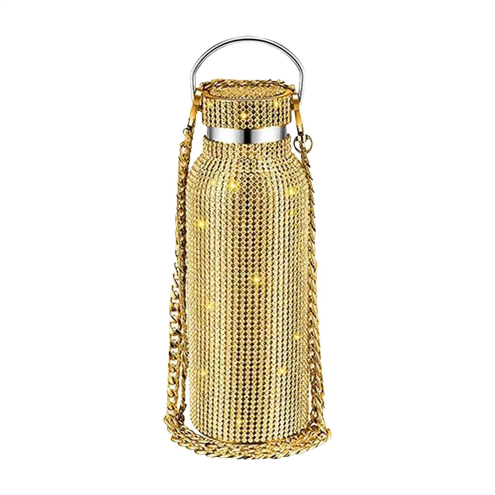 Bouteille d'eau isolée à paillettes haut de gamme en inox pour femme raffinée