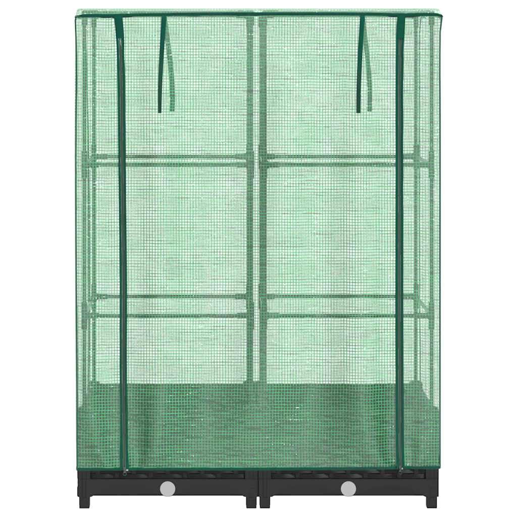 Jardinera con accesorio de invernadero de aspecto de ratán, 80 x 40 x 123 cm, jardinera con túnel de lámina y marco de hierro, para balcón, jardín y terraza, color negro